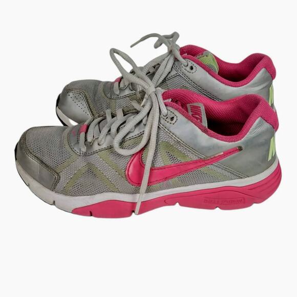 NIKE‎ Girls Gray Pink Dual Fusion Athletic Sneakers Size 4Y Lace-up Tennis Shoes - Picture 2 of 10